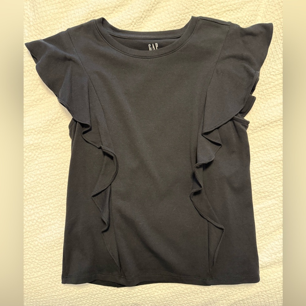 GAP Women's Black Ruffle Top